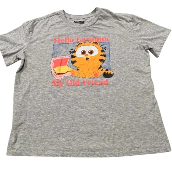 Garfield Movie Tshirt 3X Gray Cartoon Hello Lasagna Funny Graphic Tee EUC - Picture 2 of 4